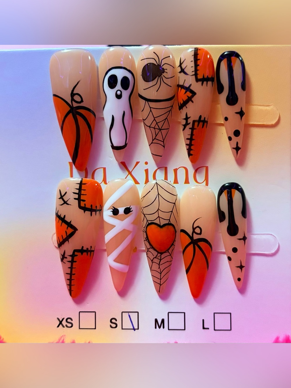 Halloween Nail Art Set — Orange & Black Women Makeup